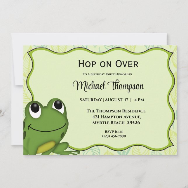 Frog Födelsedagsfest inbjudan (Framsida)