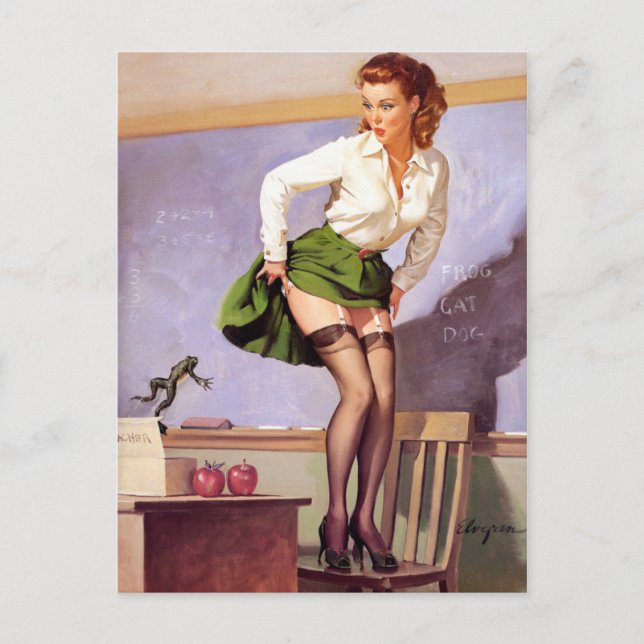 Frog for Teacher Pin Up Vykort (Framsida)