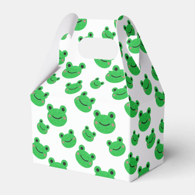 Frog Första Födelsedagsfesten Grönt Glitter Presentaskar (Framsidan Sidan)