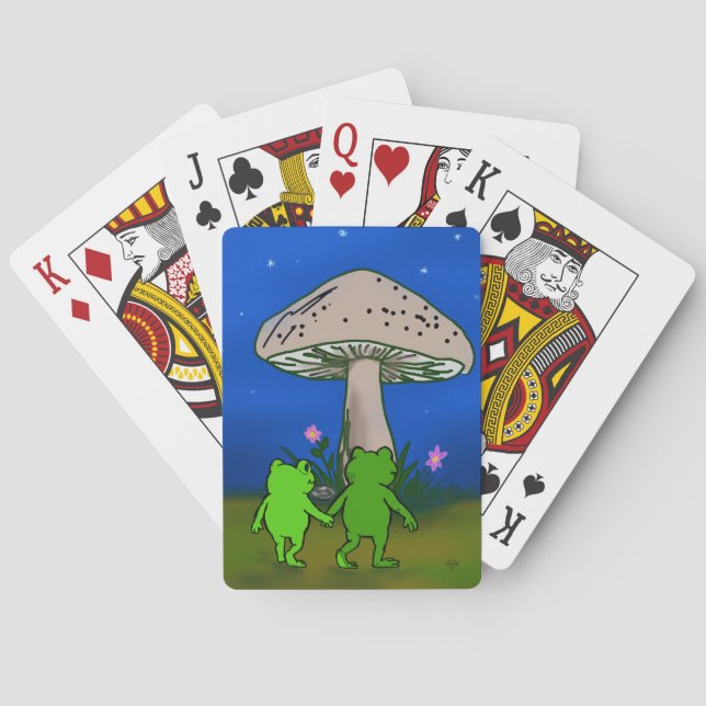 Frog Friends Couple Whimsical Cute Playing Cards Casinokort (Baksidan)
