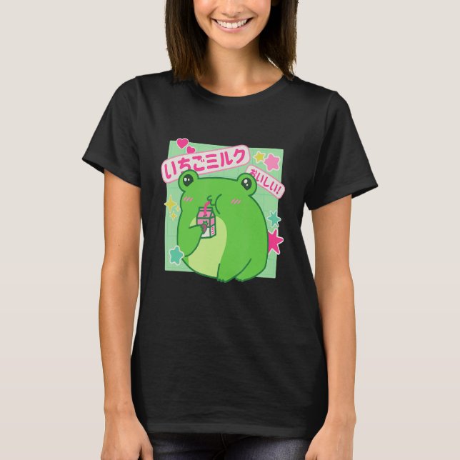 Frog Frog Älskare Mjölk Drink Strawberry T Shirt (Framsida)