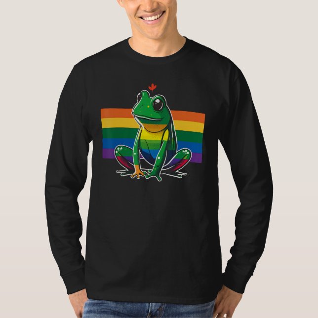 Frog Gay Pride LGBT Rainbow Flag on Frog LGBTQ 2 T Shirt (Framsida)