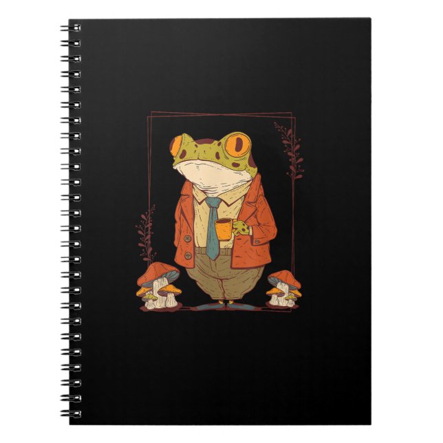 Frog Goblincore Academia Aesthetic Mushroom Anteckningsbok (Framsidan)