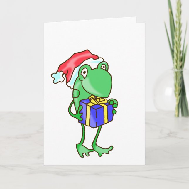Frog God - Frog, Present, Santa Hat Baby Bu Kort (Framsida)