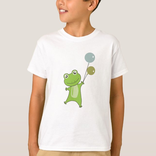 Frog Grönt Ballony Animals För barn T Shirt (Framsida)