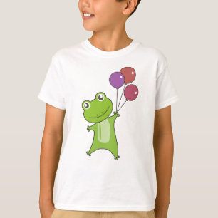 Frog Grönt Ballony Animals Kids T Shirt