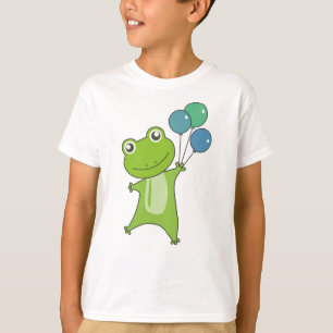 Frog Grönt Ballony Animals Kids T Shirt