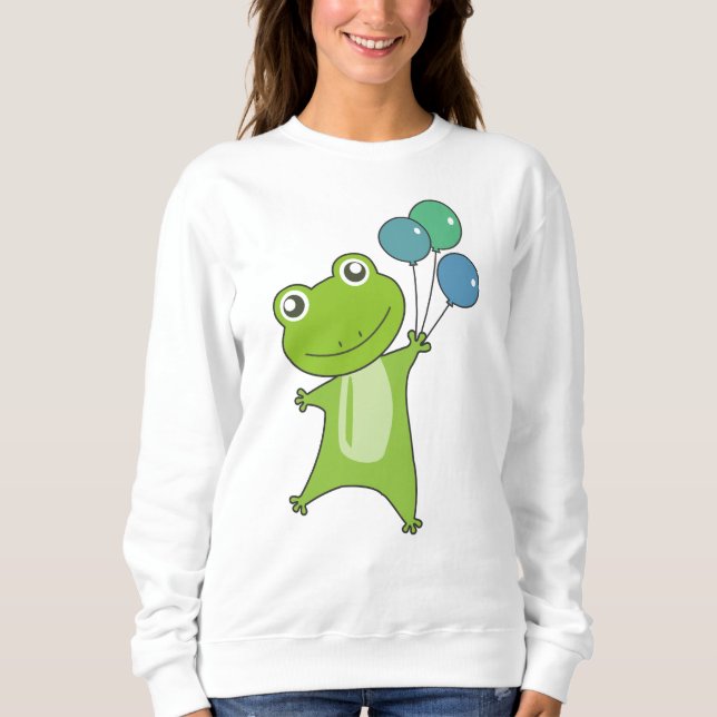 Frog Grönt Ballony Animals Kids T Shirt (Framsida)