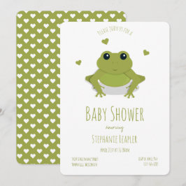 Frog Grönt Cute Animal Baby Shower Inbjudningar