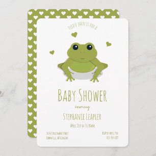 Frog Grönt Cute Animal Baby Shower Inbjudningar