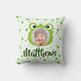 Frog Grönt Dots unge Namn Photo Dekorativ kudde