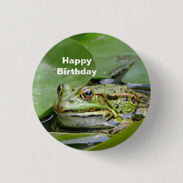 Frog Grönt Lily Pad Photo Birthday Knapp