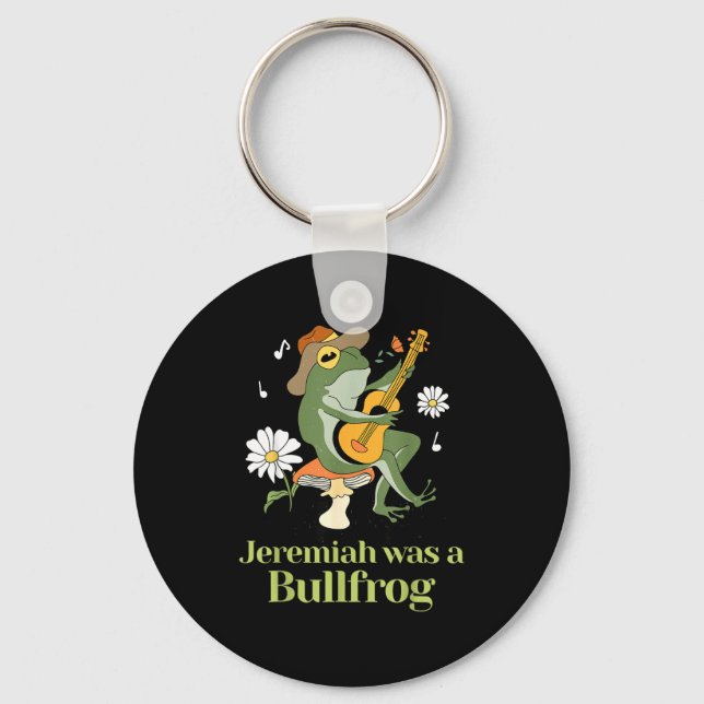 Frog Guitar-jeremiah Was Bullfrog Funny Saying  Nyckelring (Framsida)