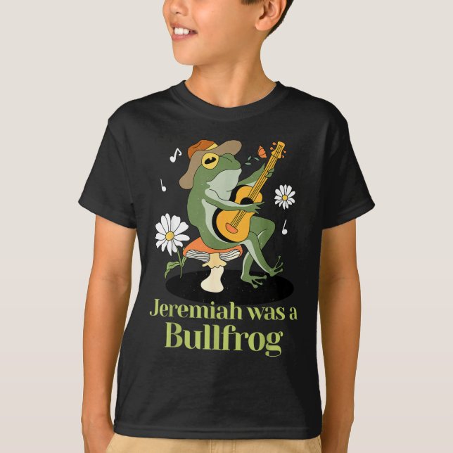 Frog Guitar-jeremiah Was Bullfrog Funny Saying  T Shirt (Framsida)