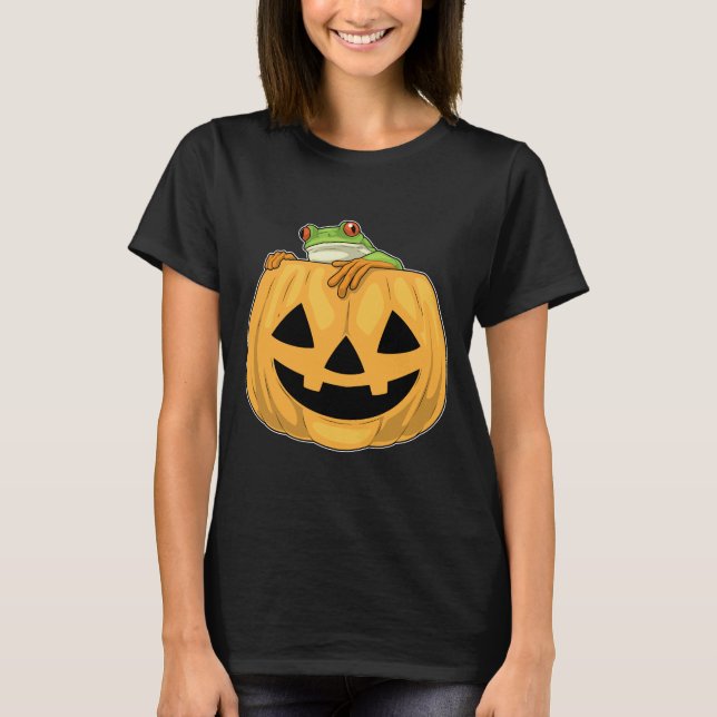 Frog Halloween Pumpkin T Shirt (Framsida)