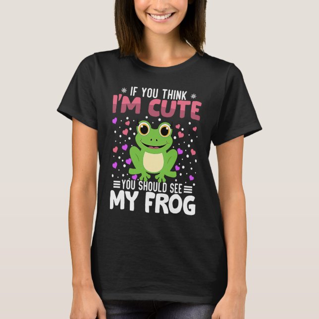 Frog Heart Valentine's Day Animal For Womens Kids T Shirt (Framsida)