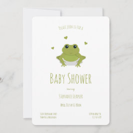 Frog Hearts Grönt Cute Animal Baby Shower Inbjudningar