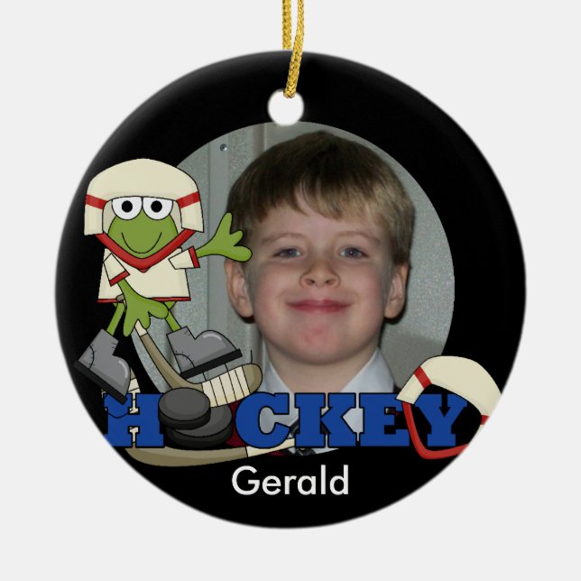 Frog Hockey Photo Ornament (Framsidan)