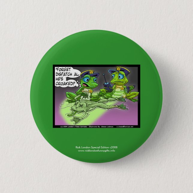 Frog Homicide Police Tecknad Novelty Button Knapp (Framsida)