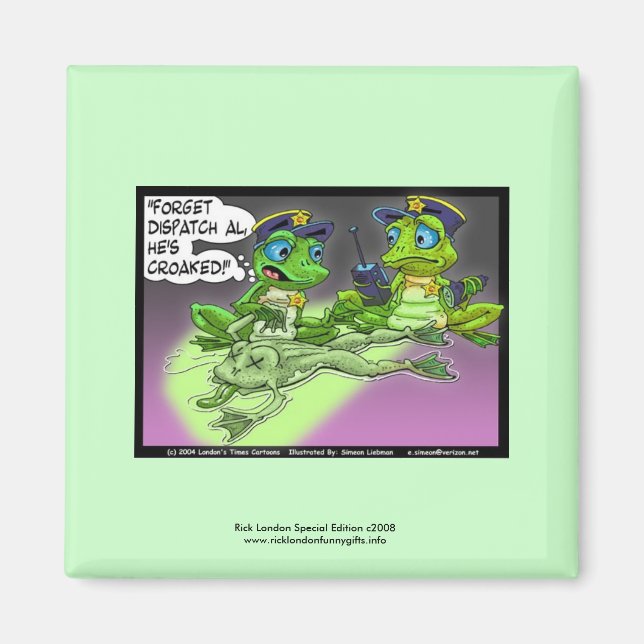 Frog Homicide Police Tecknad Novelty Magnet (Framsidan)