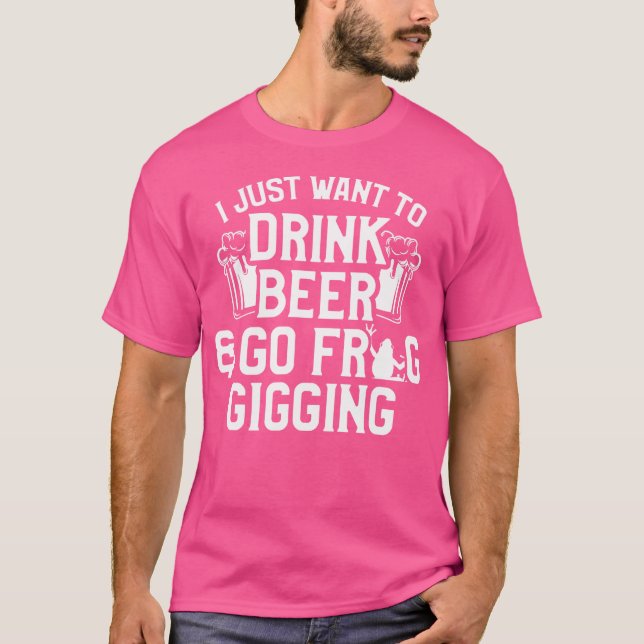Frog Hunting Gigging Drink Beer Catching Hunter T Shirt (Framsida)
