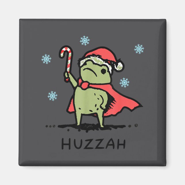 Frog Huzzah Frog Knight Funny Sword Meme Quote Chr Magnet (Framsidan)