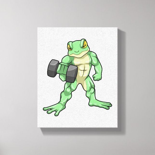 Frog i Bodybuilding med Dumbbell Canvastryck (Framsida)
