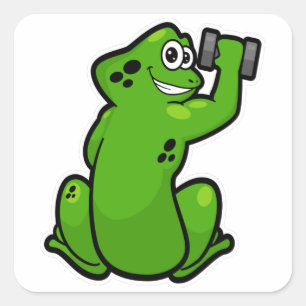 Frog i Bodybuilding med Dumbbell Fyrkantigt Klistermärke