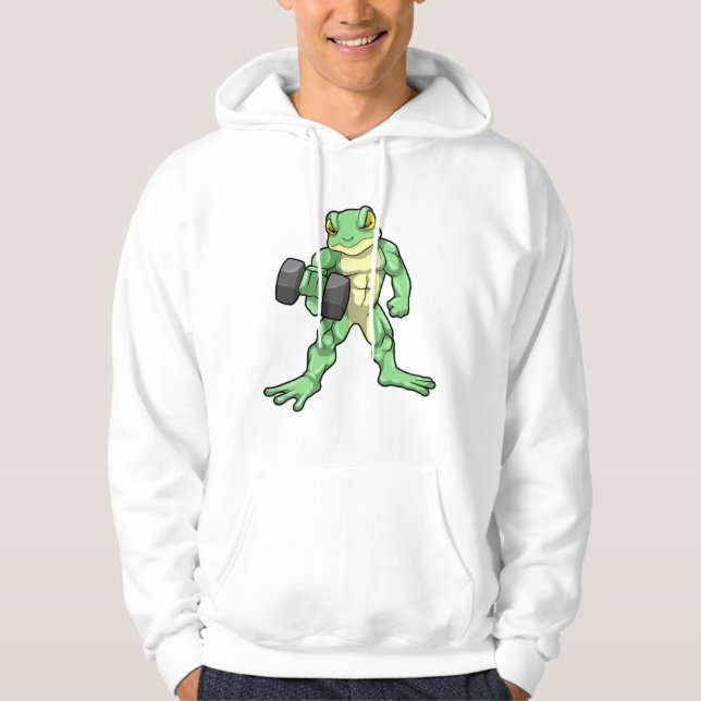 Frog i Bodybuilding med Dumbbell Hoodie (Framsida)