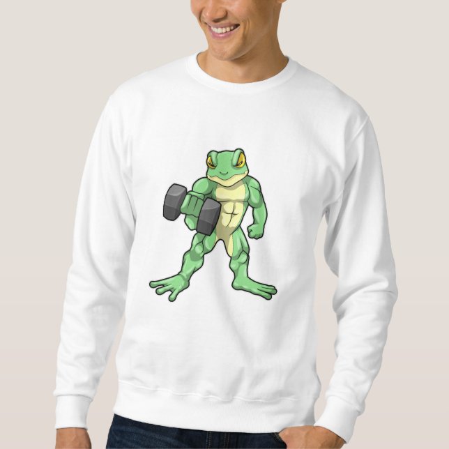 Frog i Bodybuilding med Dumbbell Lång Ärmad Tröja (Framsida)