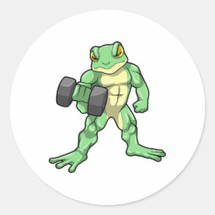 Frog i Bodybuilding med Dumbbell Runt Klistermärke