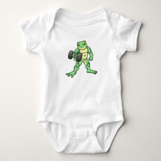 Frog i Bodybuilding med Dumbbell T Shirt (Framsida)