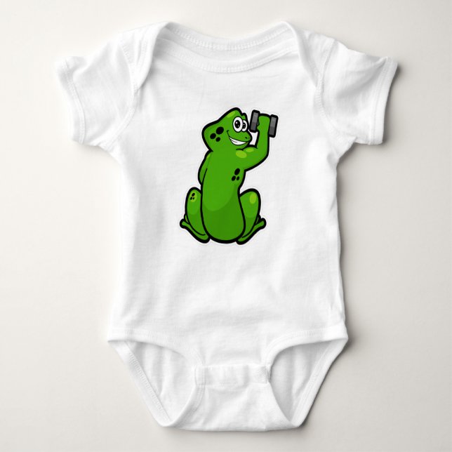 Frog i Bodybuilding med Dumbbell T Shirt (Framsida)
