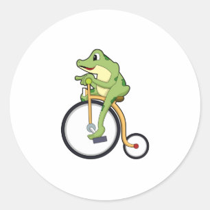 Frog i Circus med Bicycle.PNG Runt Klistermärke