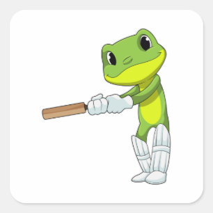 Frog i Cricket med Cricket fladdermus Fyrkantigt Klistermärke