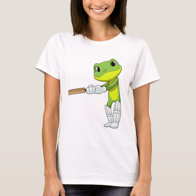 Frog i Cricket med Cricket fladdermus T Shirt (Framsida)