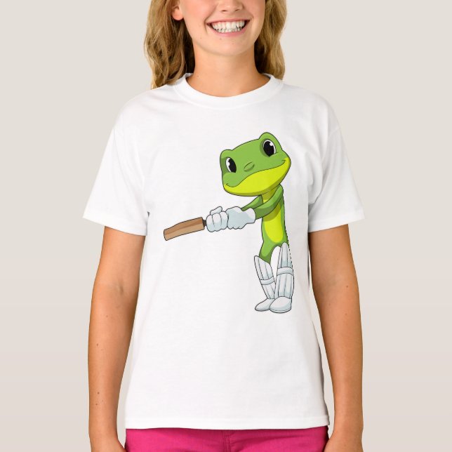 Frog i Cricket med Cricket fladdermus T Shirt (Framsida)