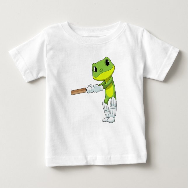 Frog i Cricket med Cricket fladdermus T Shirt (Framsida)