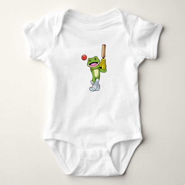 Frog i Cricket med Cricket fladdermus T Shirt (Framsida)