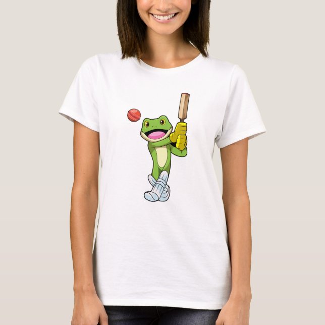 Frog i Cricket med Cricket fladdermus T Shirt (Framsida)