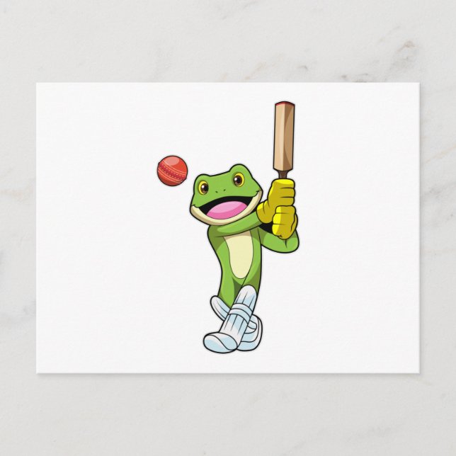 Frog i Cricket med Cricket fladdermus Vykort (Framsida)
