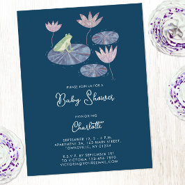Frog i en inbjudan till Lily Pond Cute Baby Shower