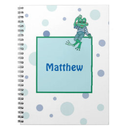 Frog i Jeans, Birthday, Polka dots Anteckningsbok Med Spiral