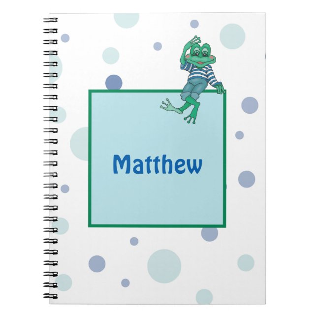 Frog i Jeans, Birthday, Polka dots Anteckningsbok Med Spiral (Framsidan)