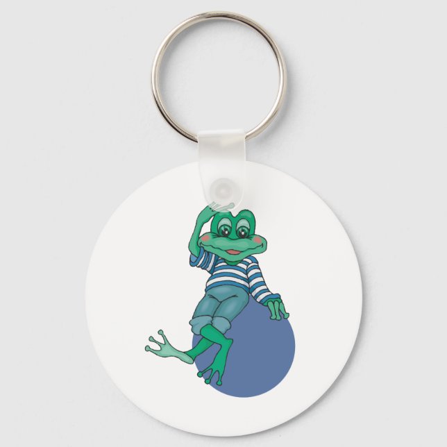 Frog i Jeans, Birthday, Polka dots Nyckelring (Framsida)