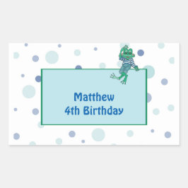 Frog i Jeans, Birthday, Polka dots Rektangulärt Klistermärke