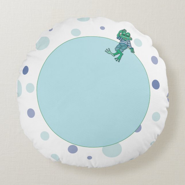 Frog i Jeans, Birthday, Polka dots Rund Kudde (Framsidan)