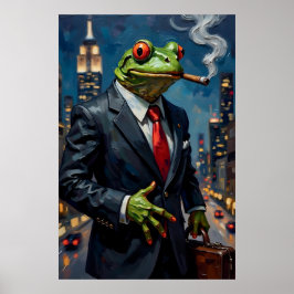 Frog i Kostym med cigarettmålning Poster