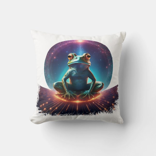 Frog i lotus som är placerad på en flytande astero kudde (Framsida)