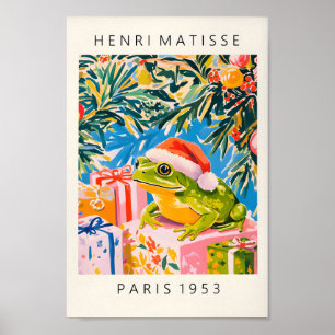 Frog i Santa Hat, den vackra juldekretet, Henri Mo Poster